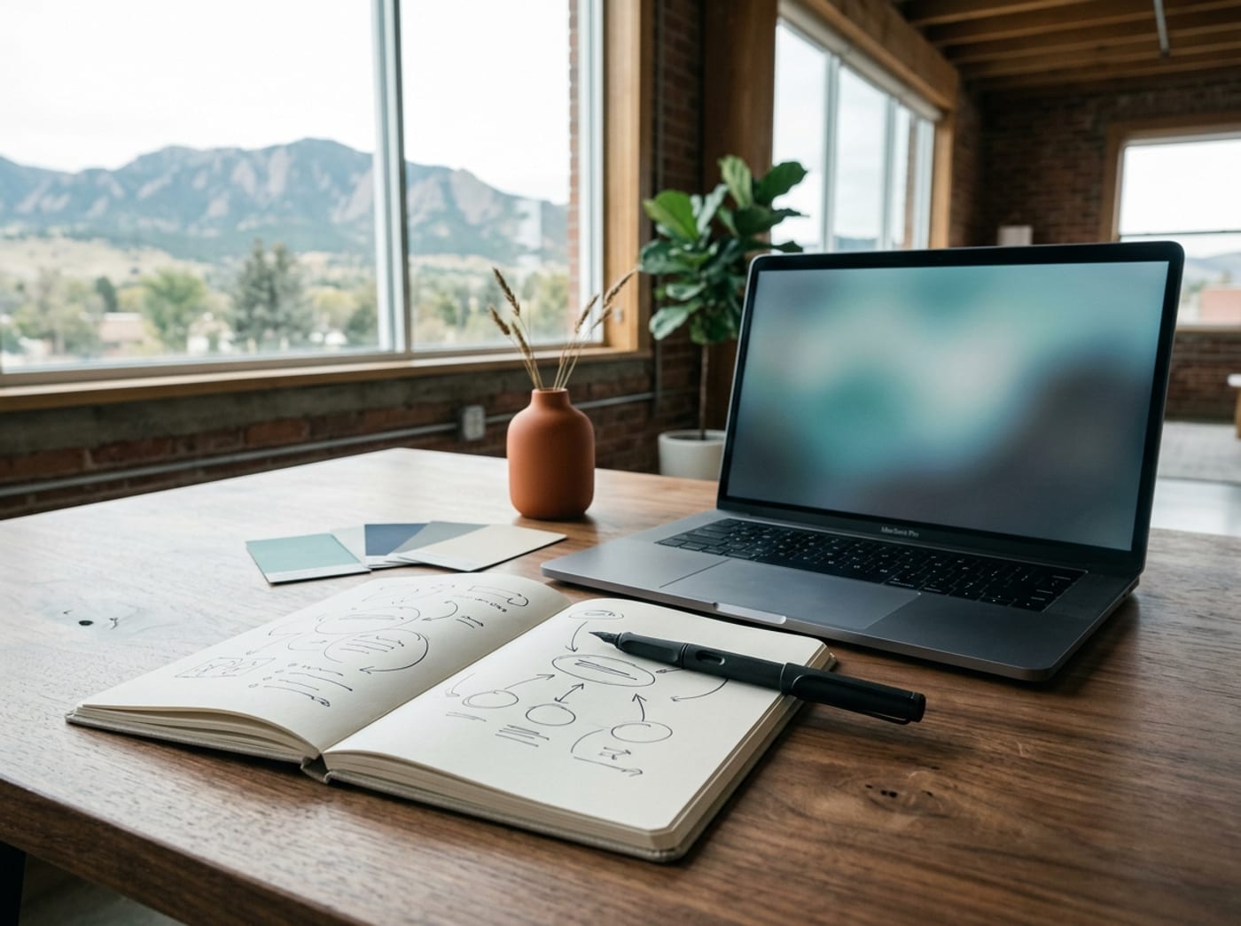 A StoryBrand brand-strategy workspace at Telos Creative, a StoryBrand Certified Guide in Northern Colorado
