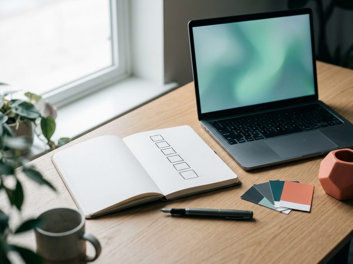 A seven-step framework sketch and clean website layout at Telos Creative