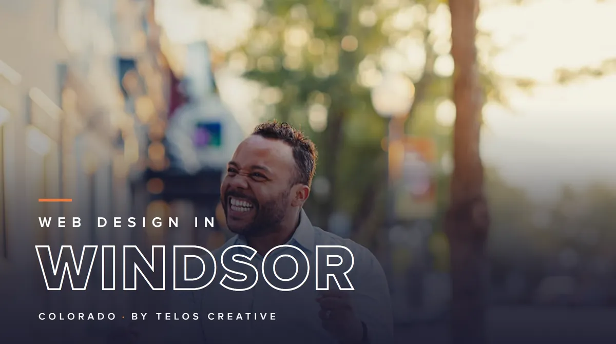 Web design in Windsor, Colorado banner featuring Telos Creative founder Arnold Jakobsen on Main Street