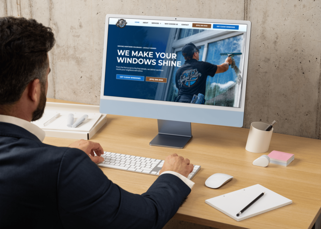The Squeegee Puller website shown on desktop and mobile
