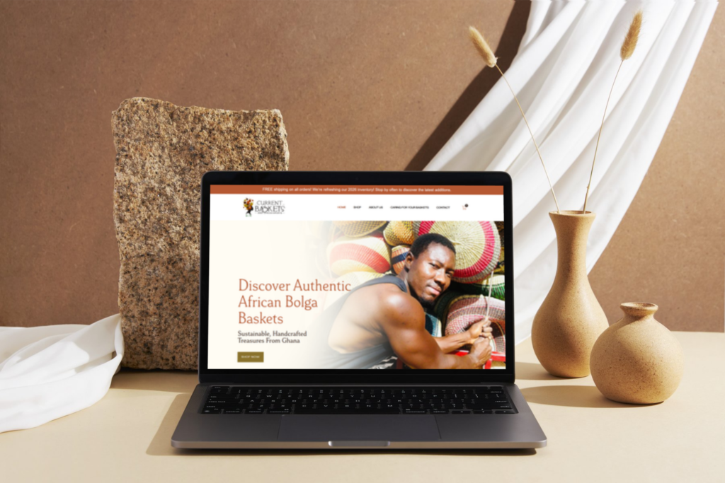 Current Baskets online store shown on desktop and mobile